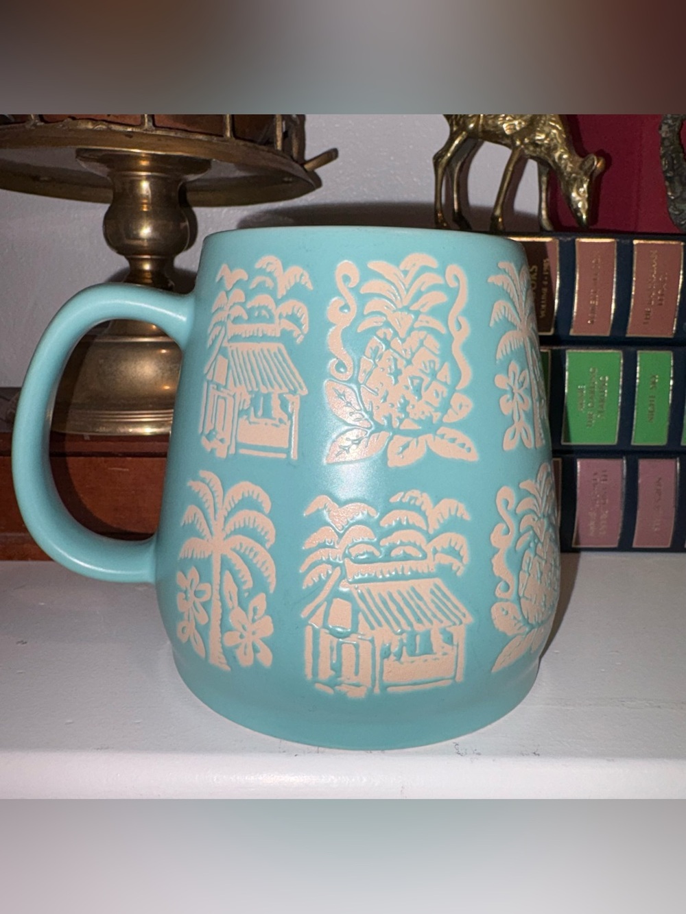 OPAL HOUSE stone ware Aqua Tropical Pattern Mug - Everyday Home Dining